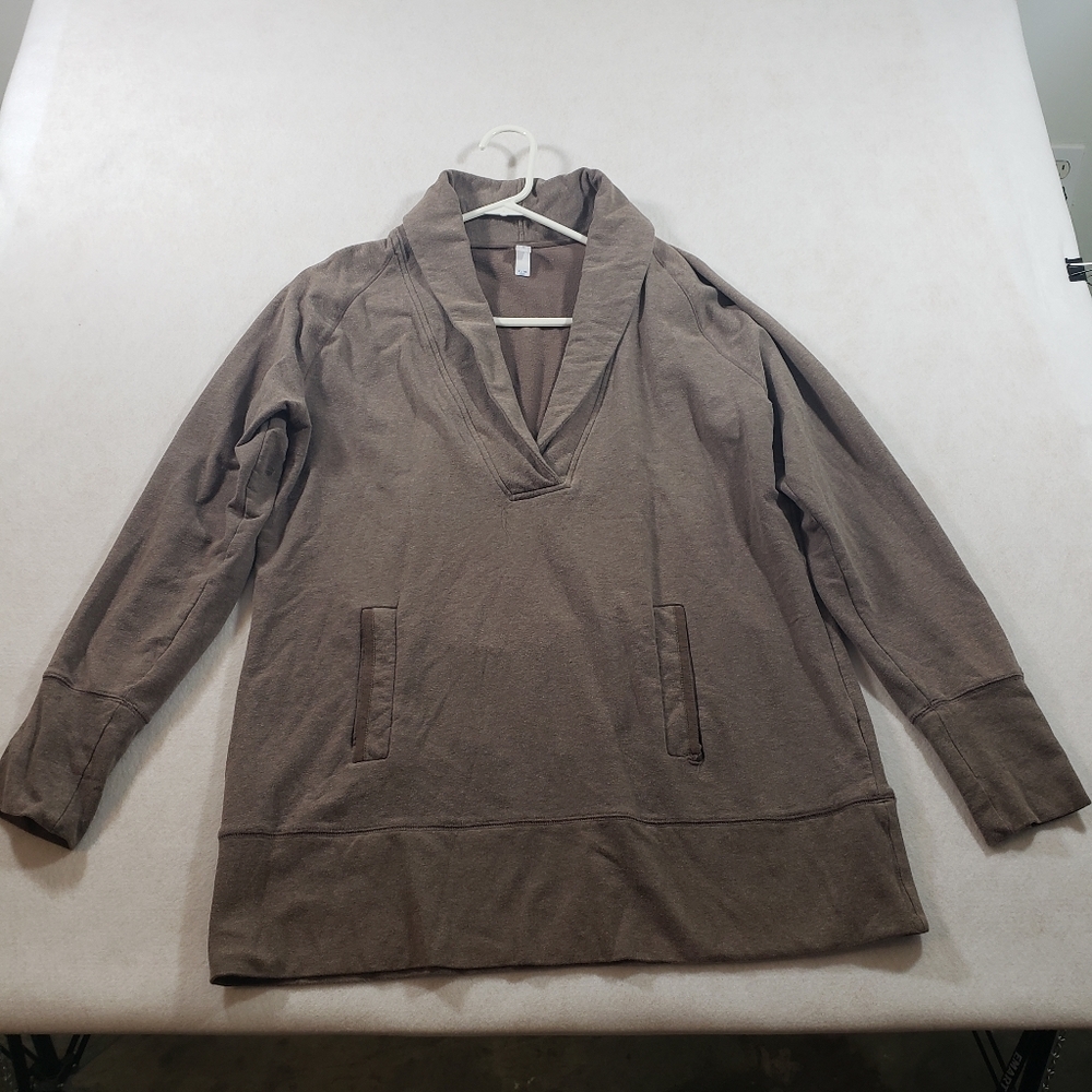Gapbody pullover unisex brown/gray thick warm v neck pullover jacket poc…